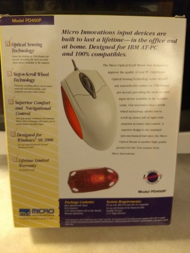 Micro Optical Step-n-Scroll USB PS/2 Mouse Micro Innovations PD500P NEW in Boxl - Picture 5 of 7