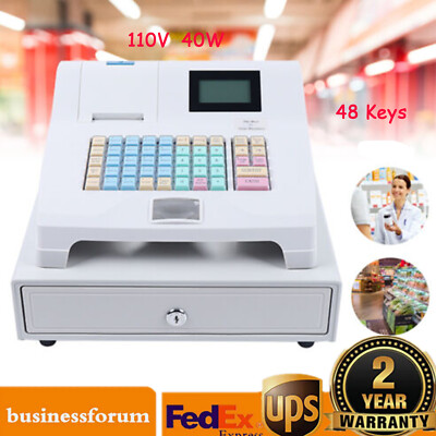 Electronic Cash Register with 48 Keys, LCD Display & Secure Drawer