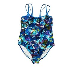 Catalina Blue Purple Floral Tropical Print One Piece Swimsuit Size 2X