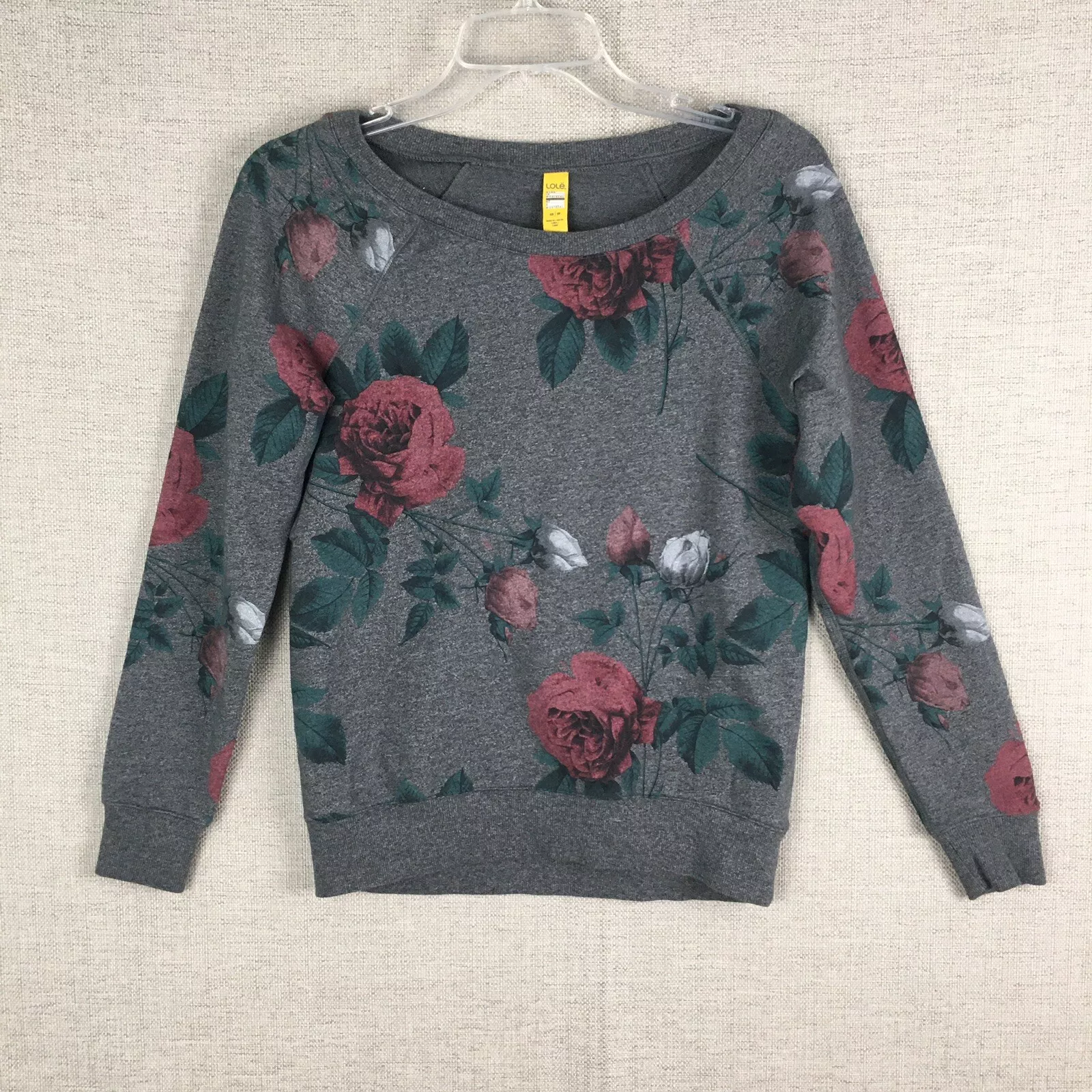 lole roses boat neck whisigoth dark floral montreal sweatshirt