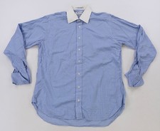 Rare VTG BURBERRY of London Micro Check French Cuff Contrast Collar Shirt 90s 35