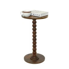 Round Side Table, Small Drink Table for Small Spaces, Modern Accent Nightstan...