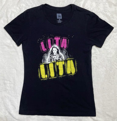 WWE Authentic Lita Women's T-Shirt Double Sided ''Rebel By Design'' On Back Size M