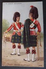 Art Postcard, The Gordon Highlanders, Drummer & Bandsman, Scottish Military