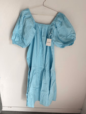 NORDSTROM Square Neck 100% Cotton Puff Sleeve Midi Minimalist Dress Sz S/M NWT