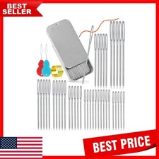 80 PCS Stainless Steel Large-Eye Blunt Needles Set with Threaders   8 Sizes