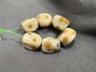 Handmade Glass Beads, Rectangular Cubes, Polka Dot Cream And Brown, 6 Beads, 3” — photo 1