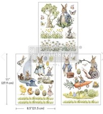 Bunny Trails Middy Rub On D cor Transfer - 3 Sheets 8.5 x11 Redesign with Prima