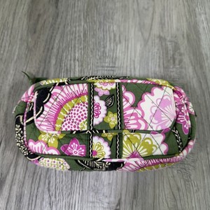 Vera Bradley Cometic Bag Quilted Floral Paisley Olivia Pink Pattern Zip Mirror