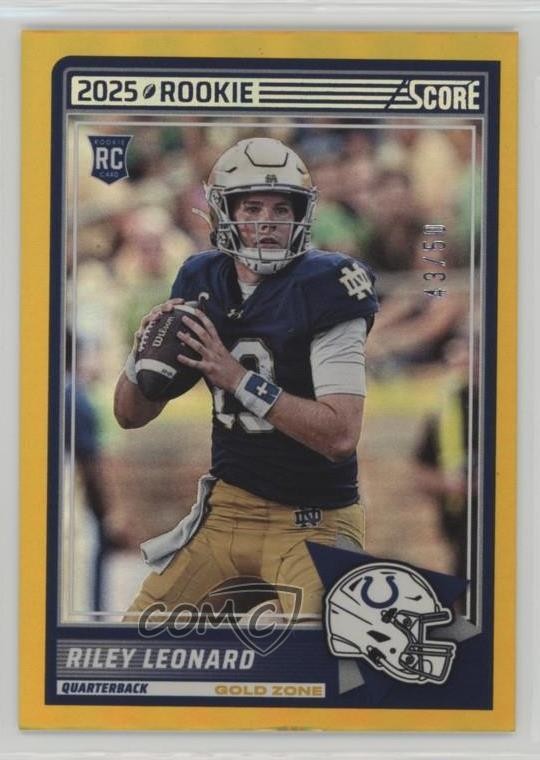 2025 Score Rookies Gold Zone /50 Riley Leonard #9 10h2