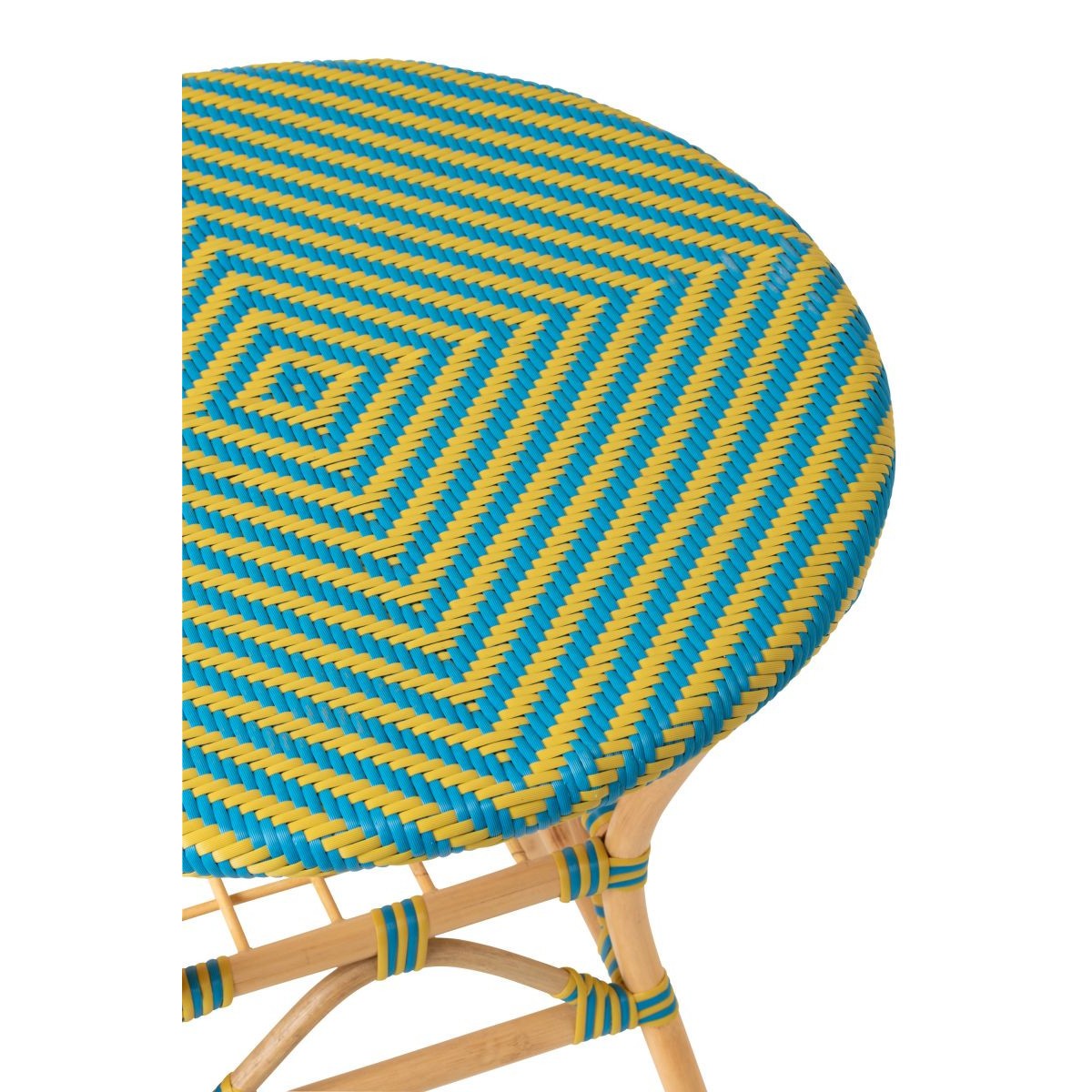 Table en rotin Geo 75cm jaune et bleu pour dynamiser votre véranda - 3