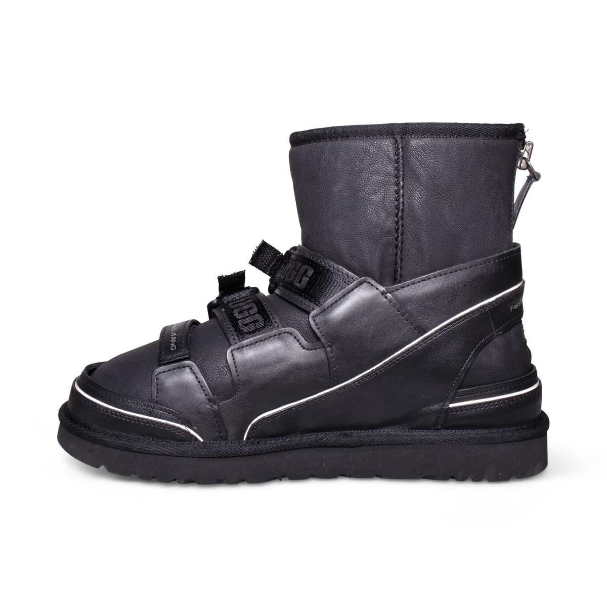 UGG X FENG CHEN WANG SANDAL BLACK LEATHER CONVERTIBLE FUR