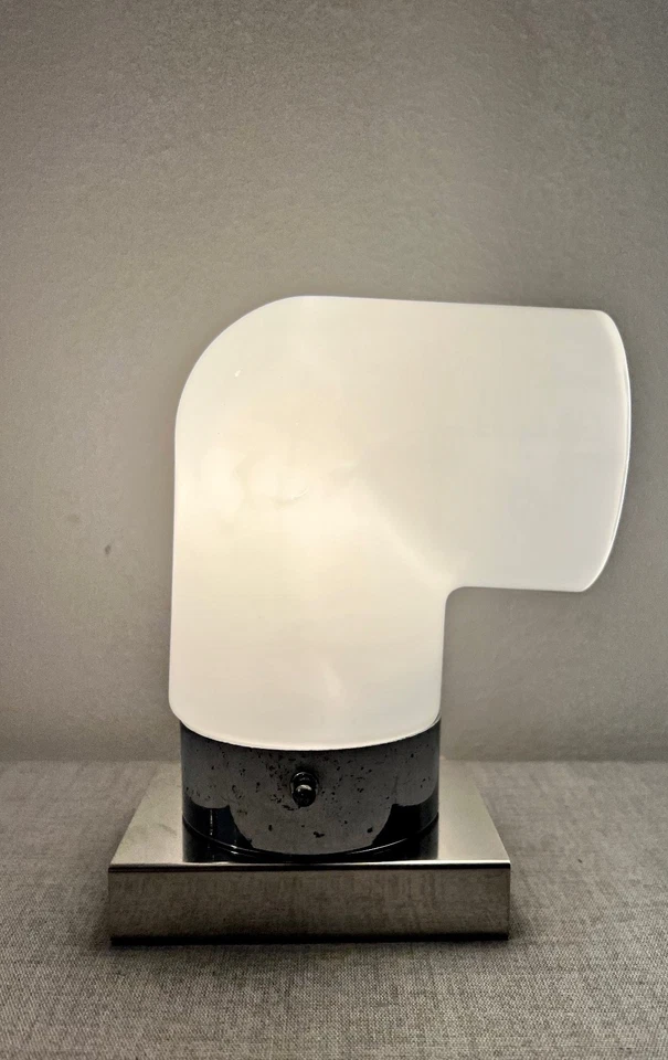 APPLIQUE PERISCOPIO GOMITO ANNI '70 IN VETRO OPALINO ALDO NASON MURANO? - Immagine 2 di 4