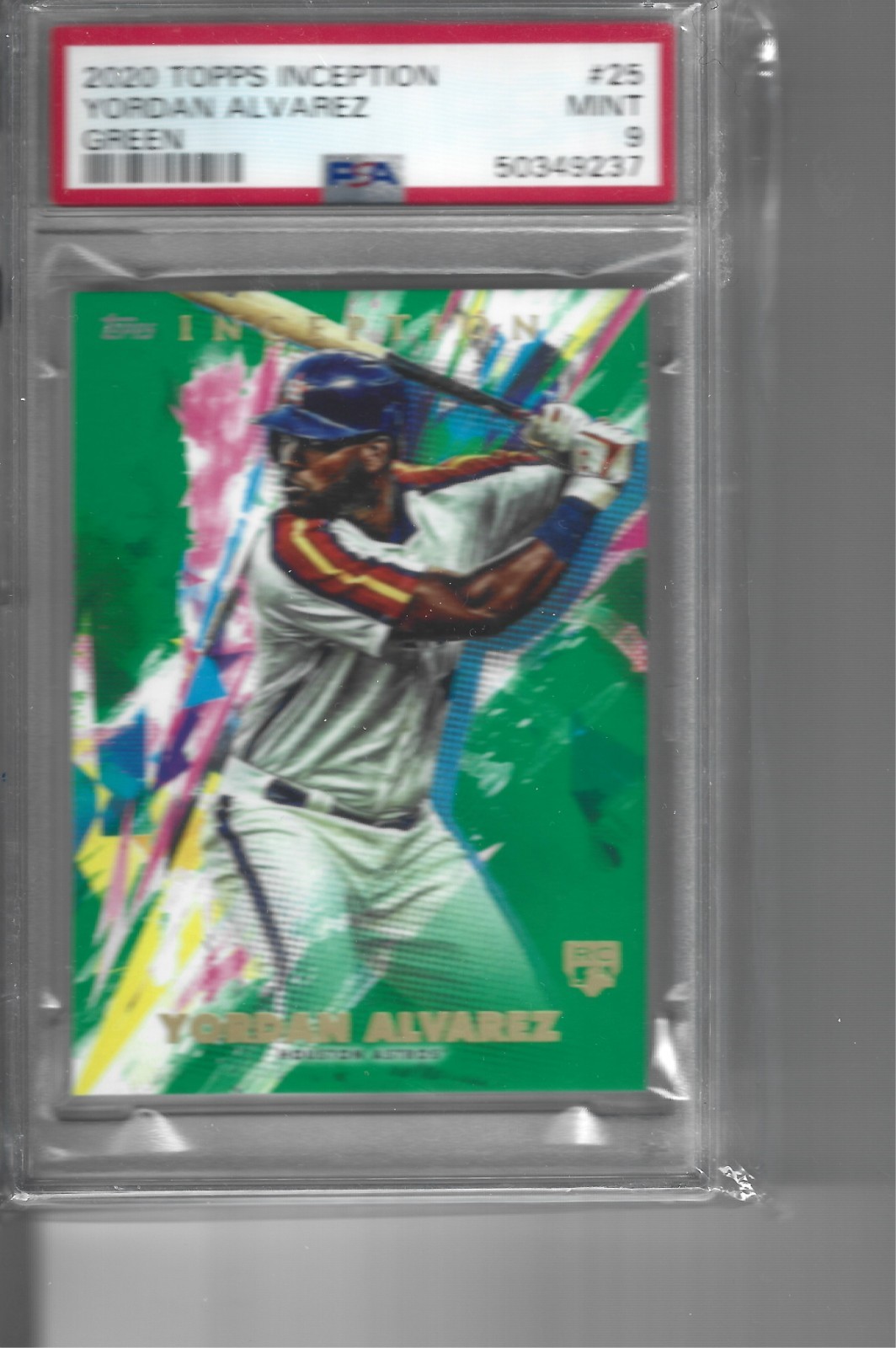2020 TOPPS INCEPTION GREEN YORDAN ALVAREZ PSA 9