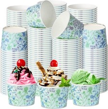 60 Pcs Floral Ice Cream Paper Cups 9 oz Floral Disposable Dessert Bowls Snack