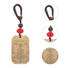 Brass Chinese Tai Keychain Pendant Feng Shui Good Luck Card Year 2026 Decor