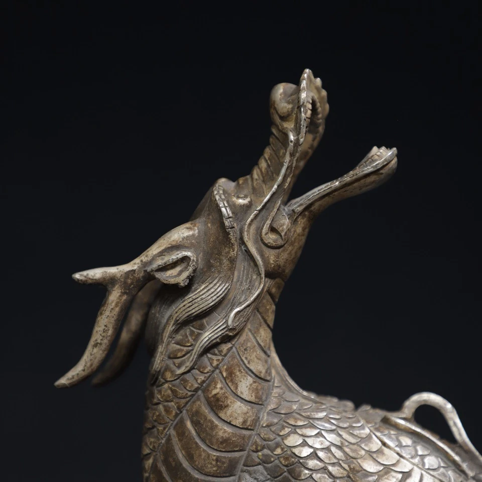 Quemador de incienso Kirin de cobre dorado y plata Foto 3 de 4