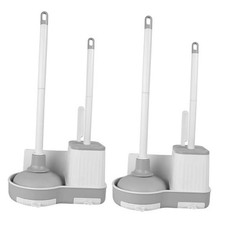 Pack Toilet Brush and Plunger Set, 3 in 1 Toilet Bowl Brush and Holder with 2