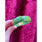 Vintage Jewelry - Chunky Bangle Bracelet - Marbled Spinach Green Bakelite