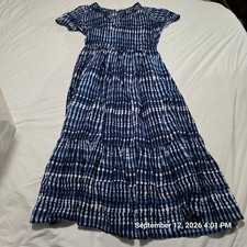 J.Crew Re-Imagined Blue White Ikat Geometric Tiered Cotton Midi Dress 2