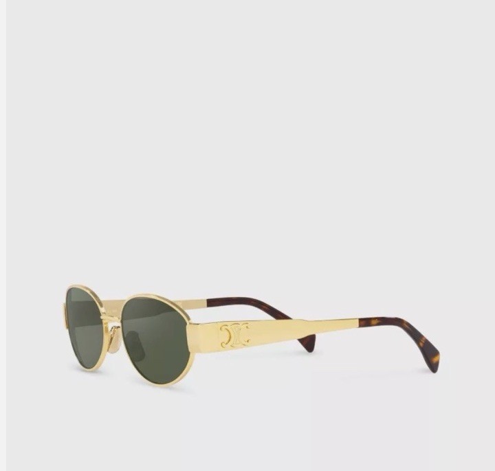 Celine Sunglasses Metal Triomphe CL40235U 30N Shiny Endura Gold Green image 4