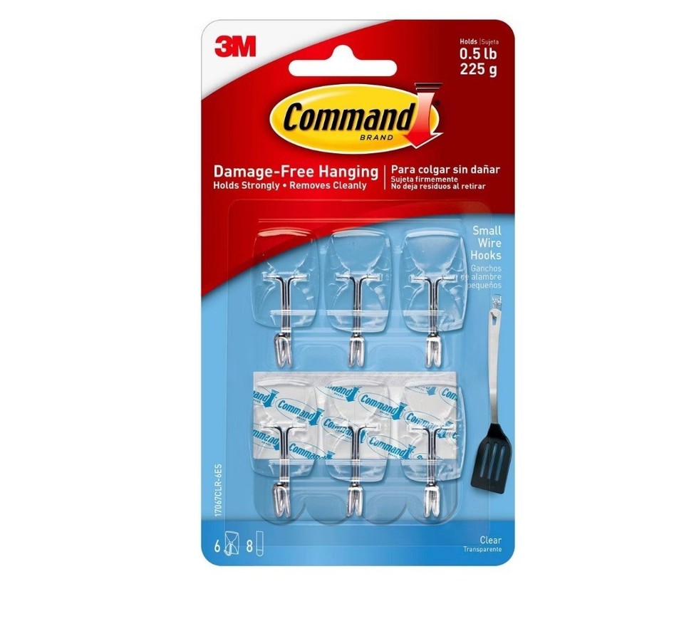 Command Hooks Clear Decorating Utility Adhesive Stick on UK 3M Damage ...