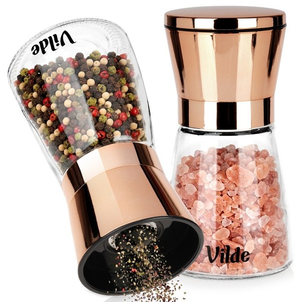SalzmüHle PfeffermüHle Set 2Er GewüRzmüHle Keramikmahlwerk Glas RoséGold Vilde-image