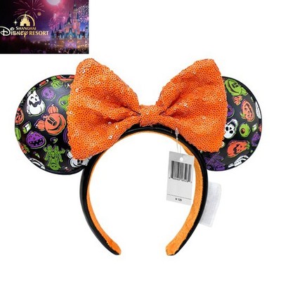 Halloween Disney^Parks Pumpkins Orange Sequined Minnie Ears  display picture 1