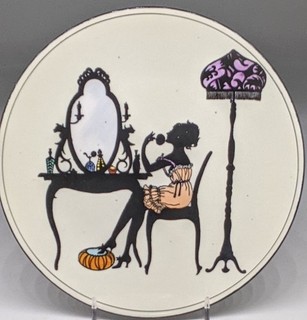 Vintage Noritake Deco Lady Boudoir Silhouette Plate 1920 1940