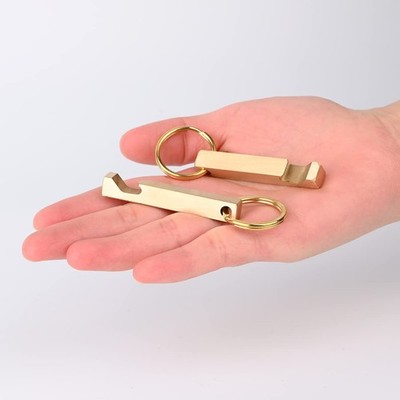 NHDT HN05 Solid Brass Keychain Beer Bottle Opener 2.16in, 0.3in, Gold 
