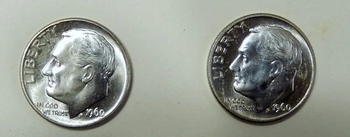 @ Spot Price ~ (2)  1964 Roosevelt 90% Silver Dimes  10¢ Cent silver coins ~ UNC