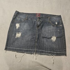 Vintage Y2K Torrid Disstressed Mini Jean Skirt Size 18 W/ Raw Hem