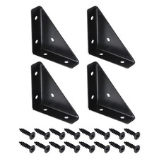 4Pcs 66x66mm Angle Corner Bracket Cold Rolled Steel Braces Joining Support Black