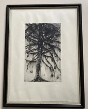 Vintage Michael Wutz Etching Gothic Tree Motif - Berlin - Signed 11/20 Framed