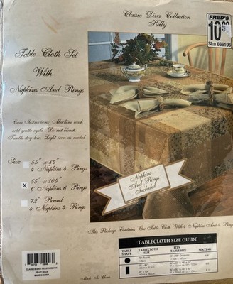 Tablecloth Napkins And Napkin Ring set Vintage  Classic Diva Kelly Gold 55x104