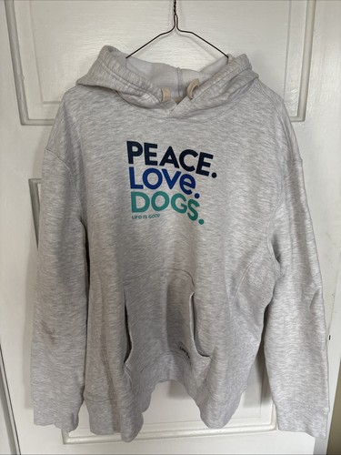 Life Is Good grau Peace Love Dogs Kapuzenpullover Damen XXL - Bild 1 von 3