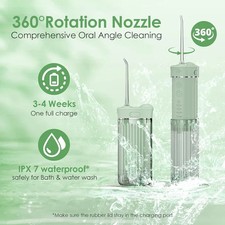 TRAVEL WATER FLOSSER MINI PORTABLE ORAL IRRIGATOR W/ TELESCOPIC TANK, 4 NOZZLE