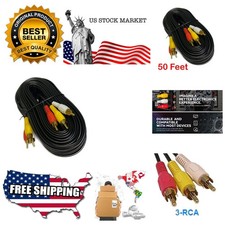 50FT RCA M/Mx3 Audio/Video Cable Gold Plated - Audio Video RCA Cable 50 feet