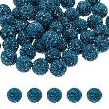 50 Pcs 12mm Green Blue Rhinestone Polymer Fancy Beads for DIY Jewelry Making