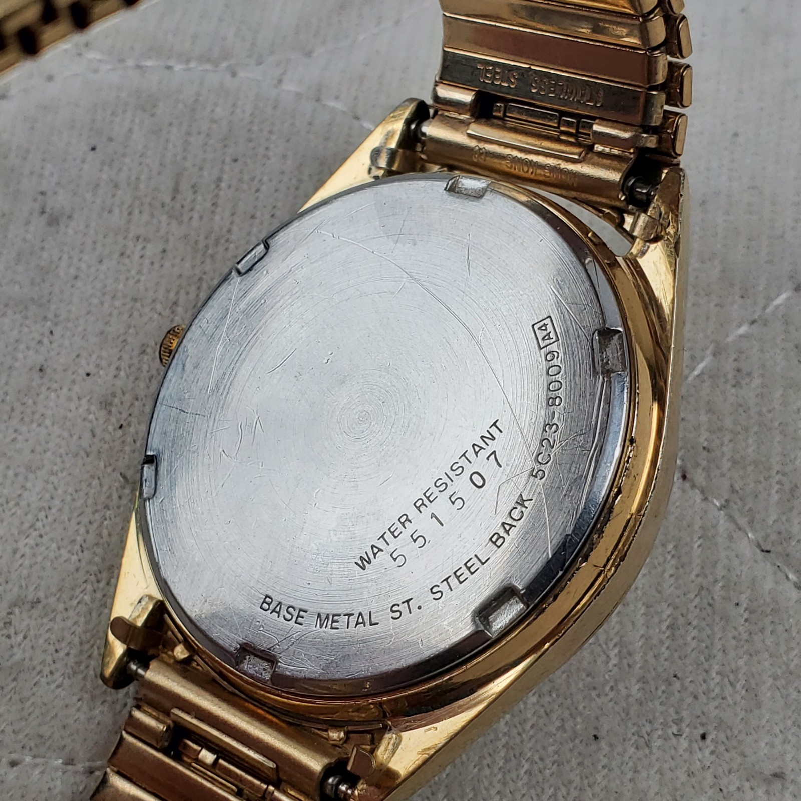 RARE VINTAGE SEIKO SQ A&W 5C23-8009 DAY/DATE QUARTZ JAPAN GOLD TONE MEN'S WATCH image 8