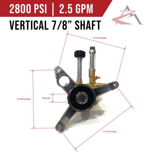 Albero OEM AR 7/8", 2800 PSI, verticale, testa in ottone, pompa idropulitrice di potenza - Foto 2 di 8