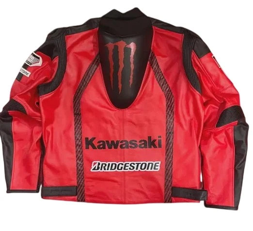 Kawasaki Ninja Riding Jacket Motorbike Motorcycle Racing Leather Biker Jacket Foto 2 de 4
