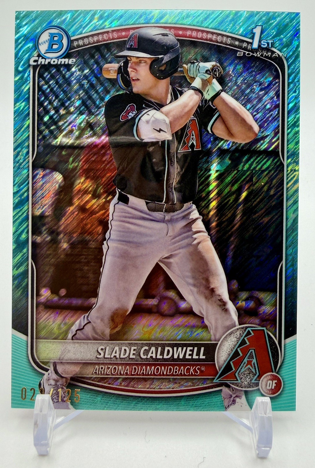 Slade Caldwell 2025 Bowman Chrome 1st Mega Aqua Mojo Refractor #88/125 Arizona 