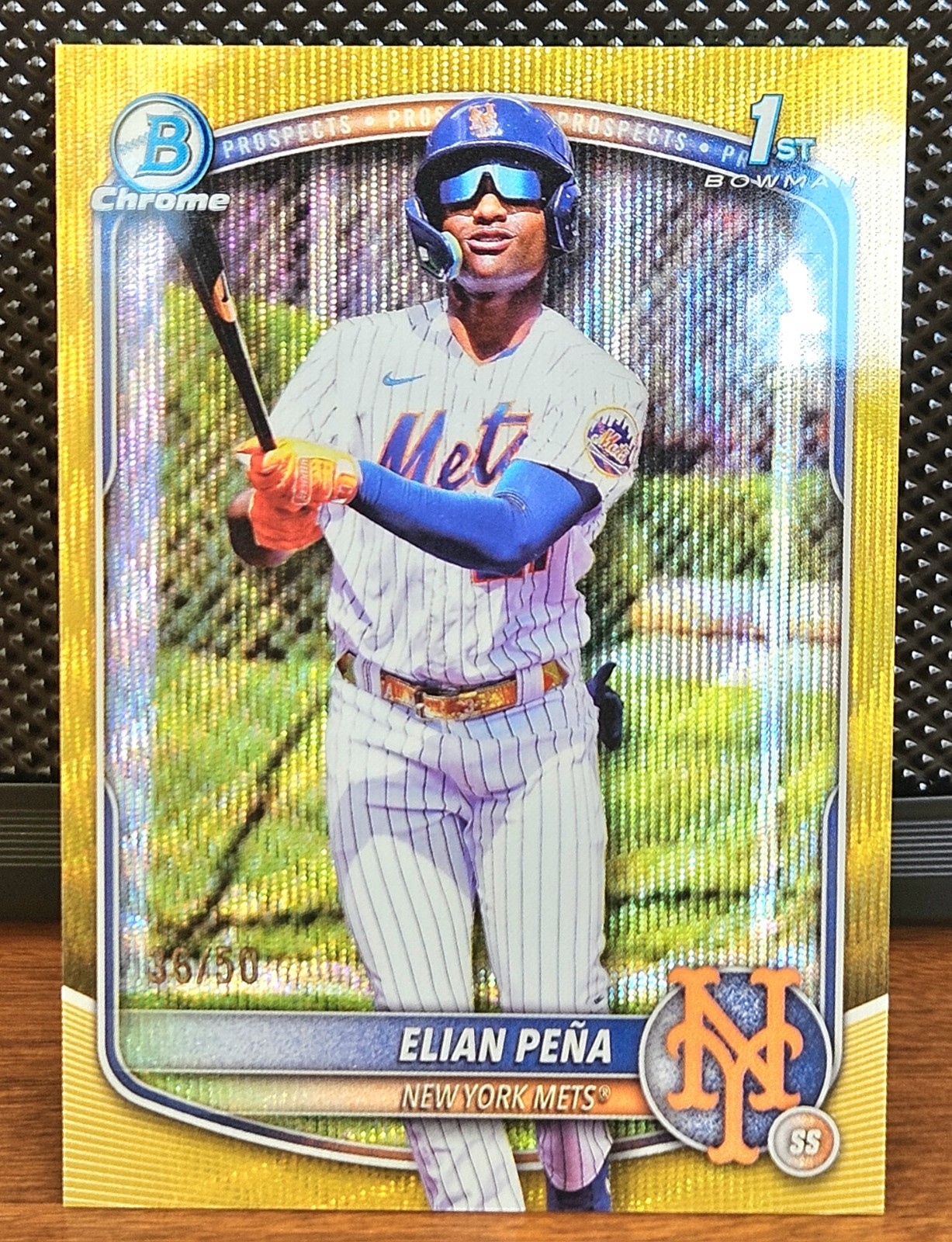 2025 Bowman Chrome Elian Pena 1st Bowman Gold Shimmer Refractor /50 Mets 🔥🔥