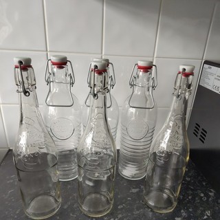 6 X clip top glass bottles 3 x 1L 3 x 0.75L