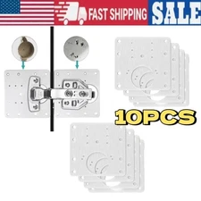 10Pcs Cabinet Hinge Repair Plate Kit Kitchen Cupboard Door Hinge Mounting Plate