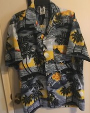 Vntg. Men s Hawaiian Short Sleeve Shirt Scenic Design Sz.L 100 Poly/FreeShip