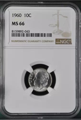 1960 10C  Roosevelt Dime NGC MS66   8159892-043