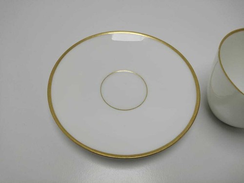 VINTAGE ROYAL COPENHAGEN WHITE CUP SAUCER WITH GOLD FRAME - Picture 6 of 8