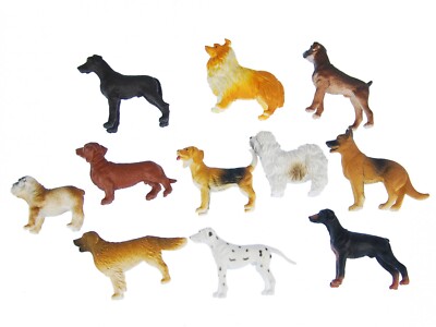 10x Dog Display Figure Miniblings Rubber Animal Pet Dog Set Animals Mix